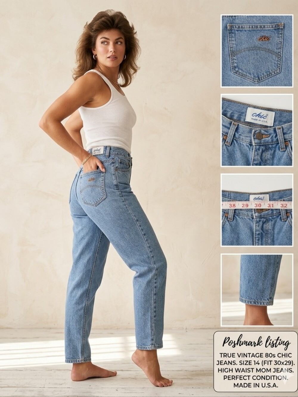 True Vintage 80s Chic Tapered Mom Jeans Size 14 (30x29)